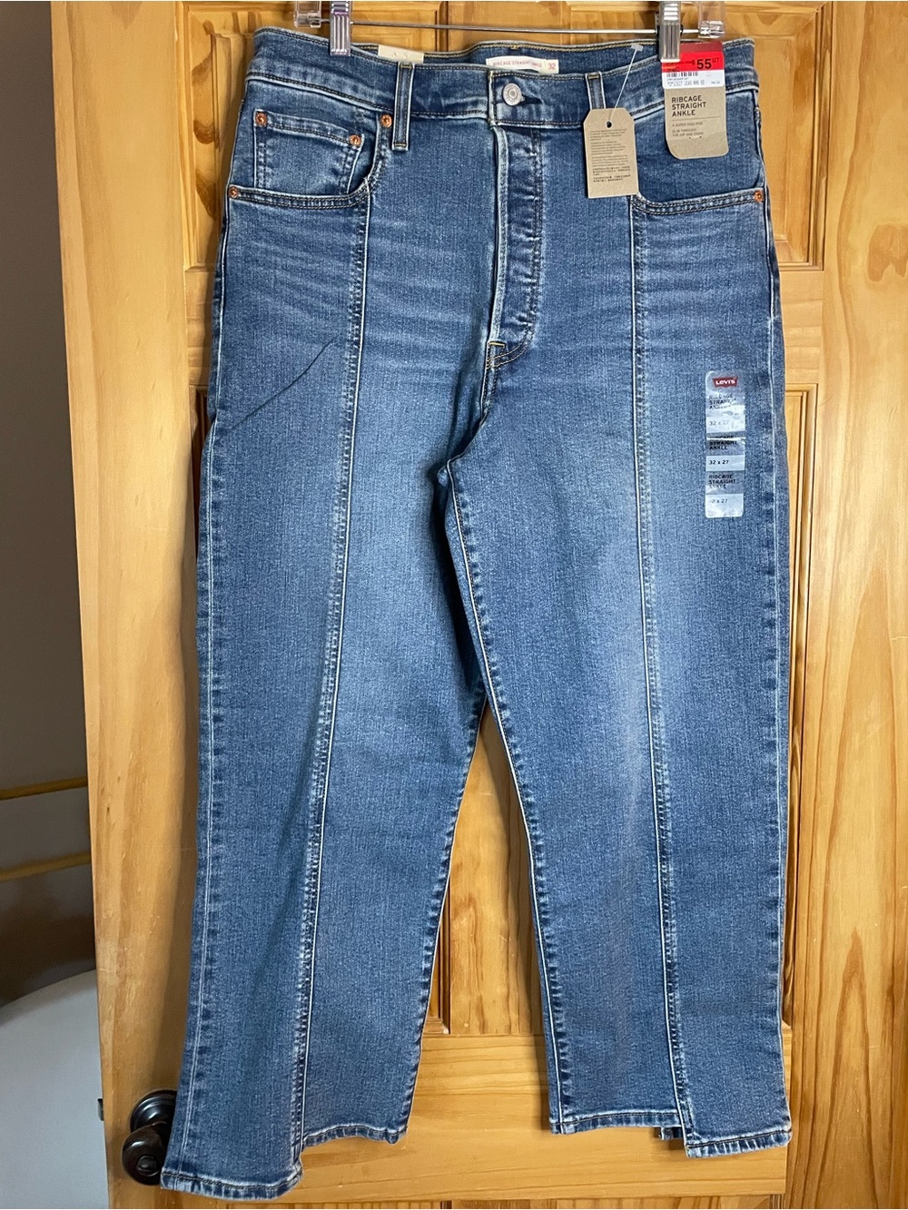 Levi's High-Rise Straight Leg Jeans in Medium Blue